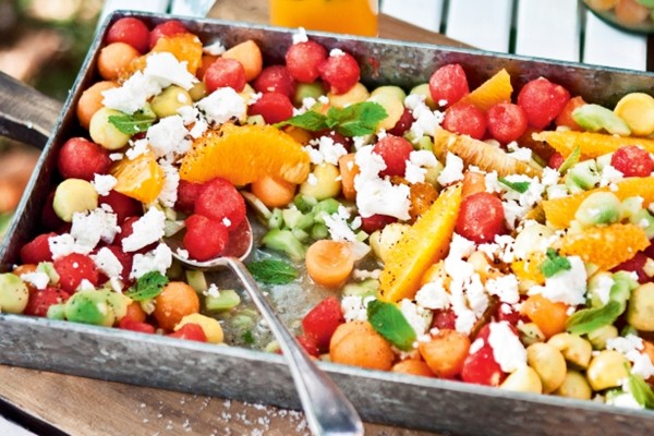 Watermelon, rockmelon & goat's cheese salad