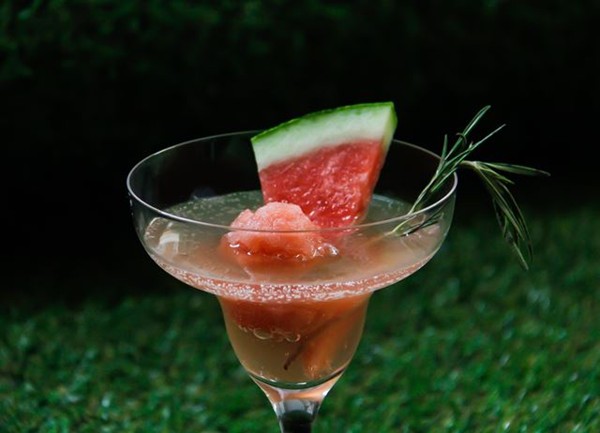 Watermelon, rosemary and Prosecco sorbet cocktail