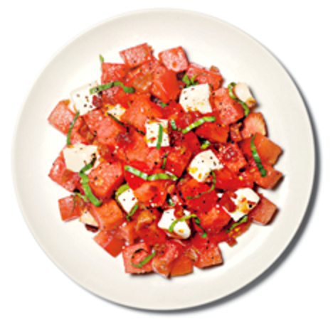 Watermelon salad with pancetta vinaigrette