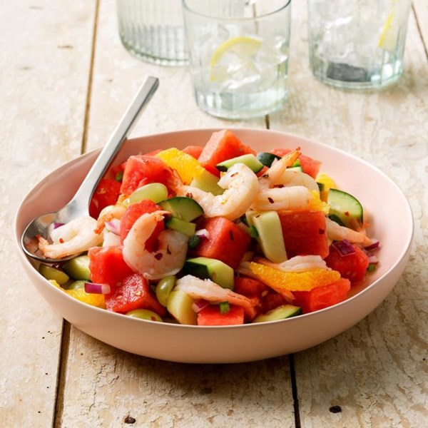 Watermelon shrimp salad