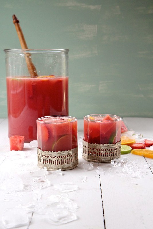 Watermelon strawberry citrus sangria