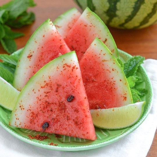 Watermelon with chile, salt & lime