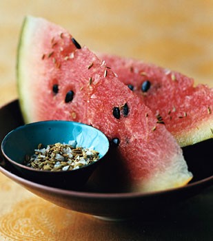 Watermelon with fennel salt