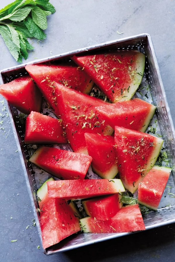 Watermelon with mint and lime