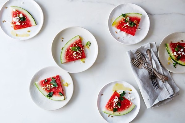 Watermelon with preserved lemon vinaigrette