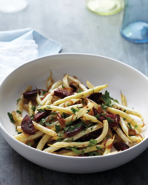 Wax-bean salad with chorizo