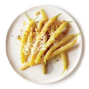 Wax beans with anchovy, pine nuts, and Parmesan