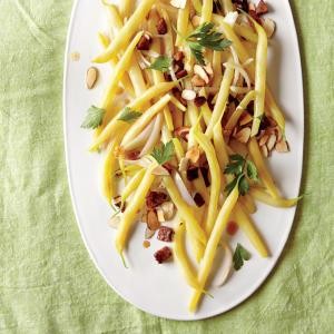 Wax beans with chorizo, almonds, and parsley
