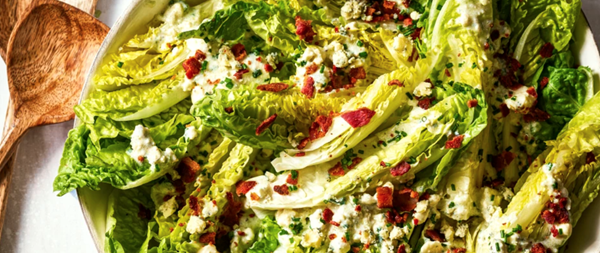 Wedge salad with blue cheese and chive dressing