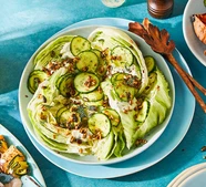 Wedge salad with soy seeds & quick-pickled dill cucumbers