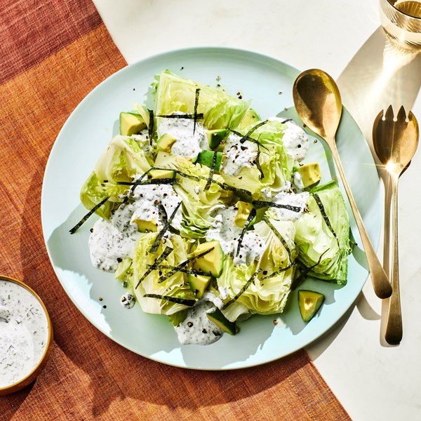 Wedge salad with toasted sesame-seaweed ranch