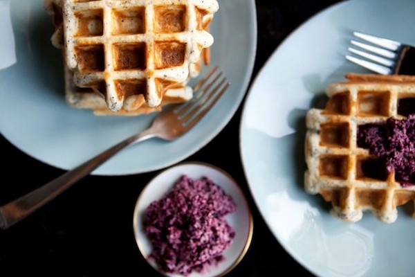 Weekday waffles with maple-blueberry butter