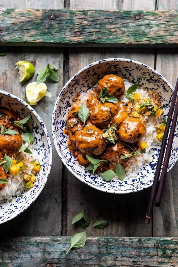 Weeknight 30 minute coconut curry chicken meatballs