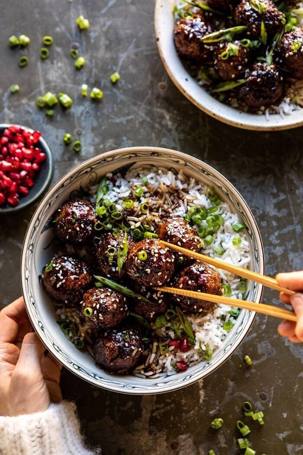 Weeknight 30 minute sticky ginger sesame chicken meatballs