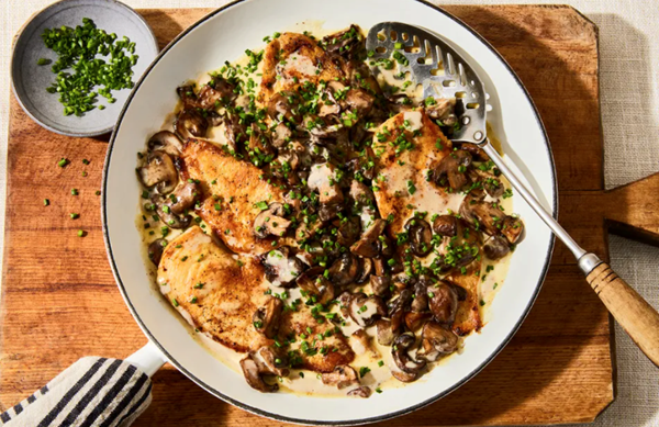 Weeknight chicken with creamy mushrooms
