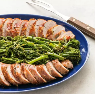 Weeknight porchetta with lemony broccolini