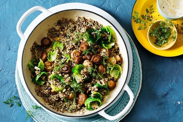 Weeknight risotto: mushroom and sprouts