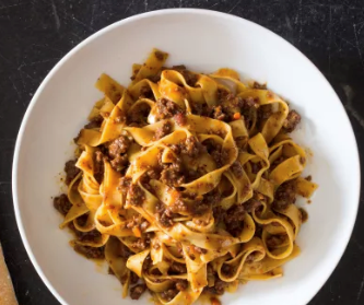 Weeknight tagliatelle with Bolognese sauce