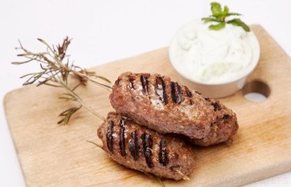 Welsh lamb koftas with cucumber sauce