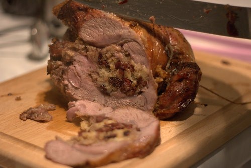 Welsh lamb stuffed with ginger and cranberries