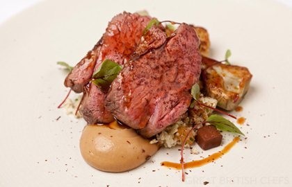 Welsh lamb with cauliflower, chocolate and raisin