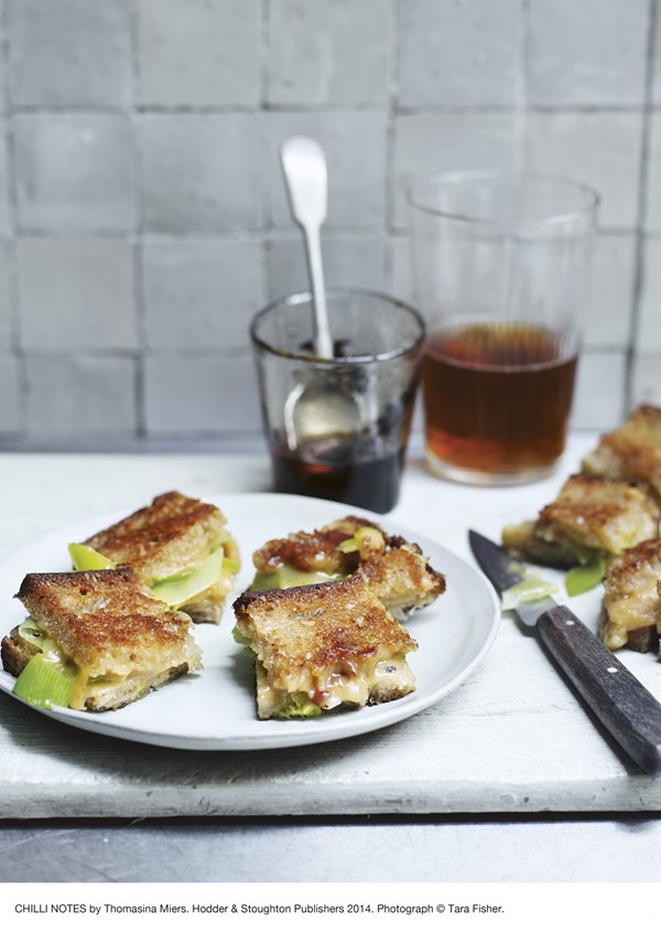 Welsh rarebit and leek sandwiches