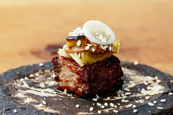 Welsh wagyu burger with fermented lettuce