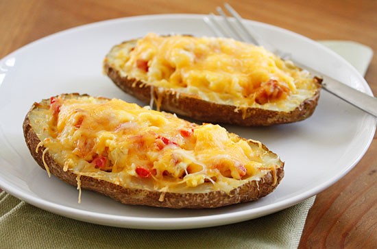 Western omelet potato skins