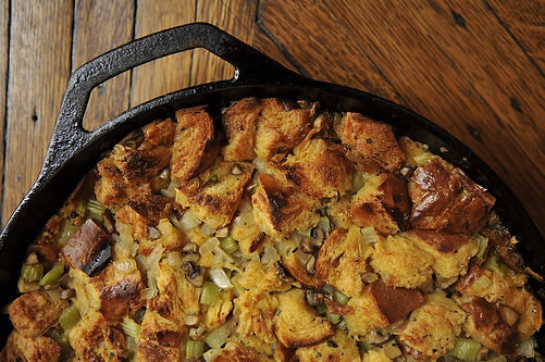 What we call stuffing: challah, mushroom, and celery