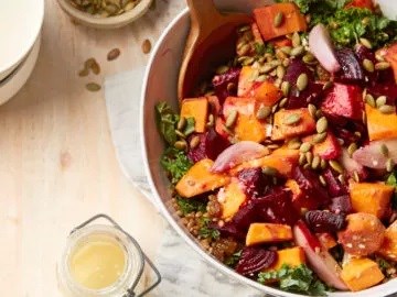 Wheat berry and roasted vegetable salad with kale 