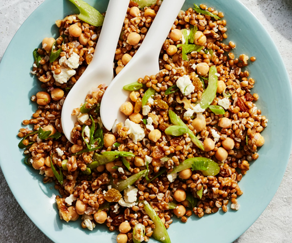 Wheat berry, chickpea & feta salad