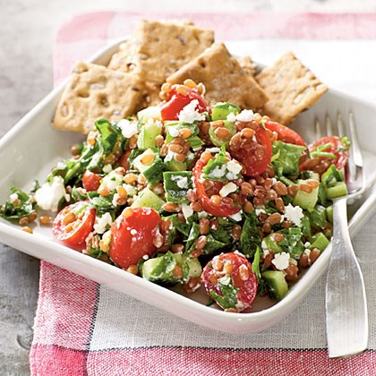 Wheat berry salad with goat cheese