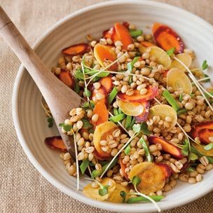 Wheat berry salad with snow peas & carrots