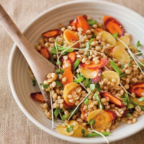Wheat berry salad with snow peas & carrots