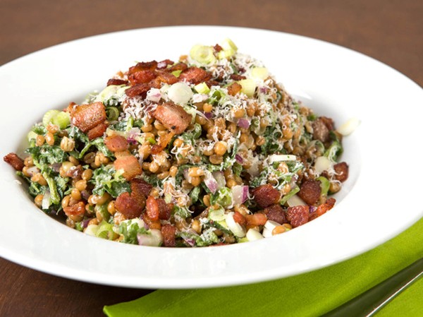 Wheatberry and watercress salad with bacon vinaigrette