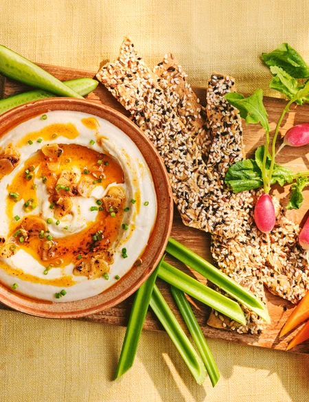 Whipped butterbean dip with garlic drizzle