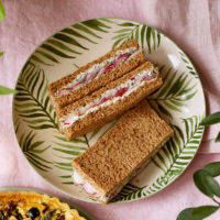 Whipped cream cheese, chive and radish sandwiches