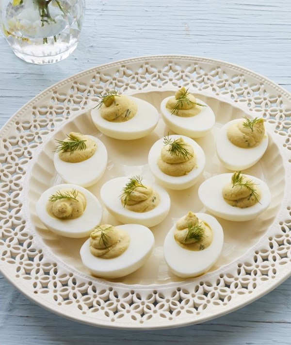 Whipped deviled eggs with dill