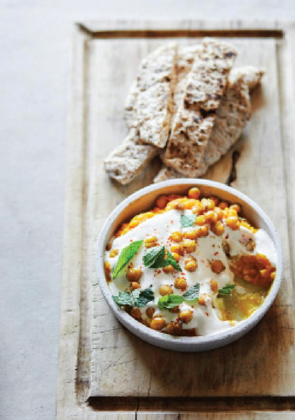 Whipped feta with blitzed carrots & roast chickpeas