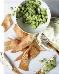 Whipped feta with cucumbers