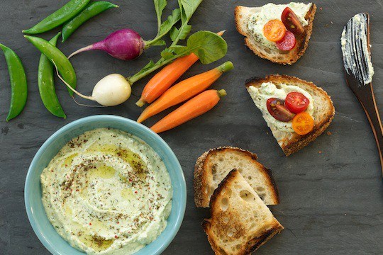 Whipped feta with spring onion and za'atar