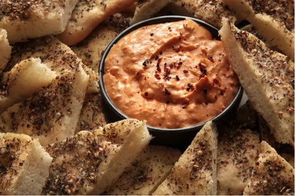 Whipped feta with sweet and hot peppers