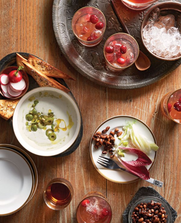 Whipped goat cheese & green olive dip