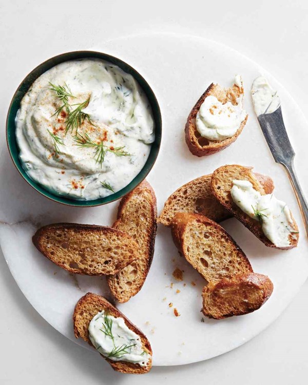Whipped hearts of palm and feta dip