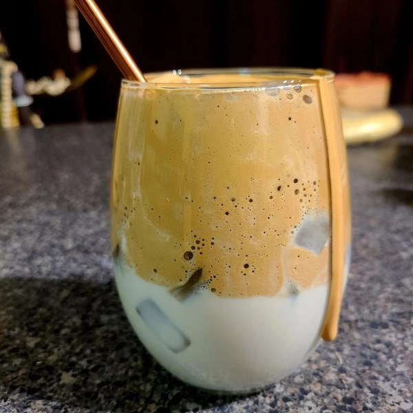 Whipped honey dalgona coffee