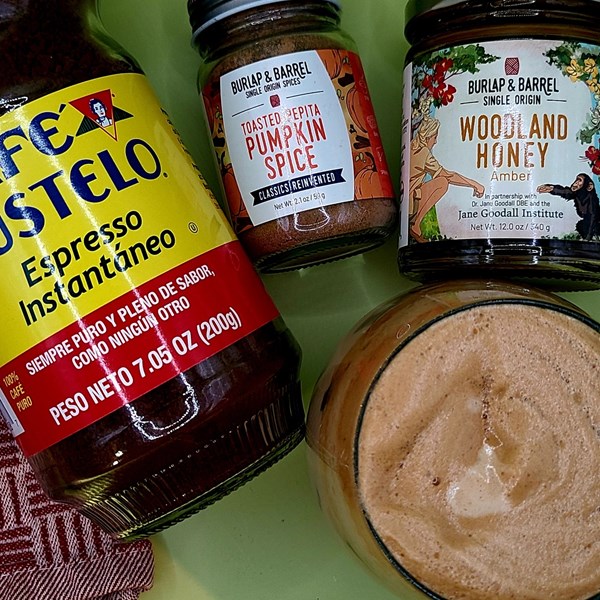 Whipped honey "punkin" spice dalgona coffee