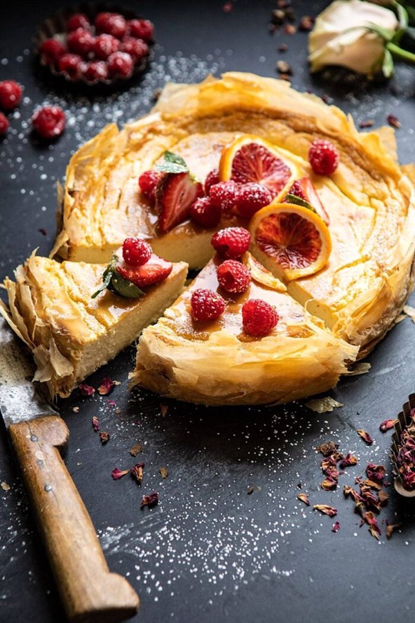Whipped lemon ricotta cheesecake