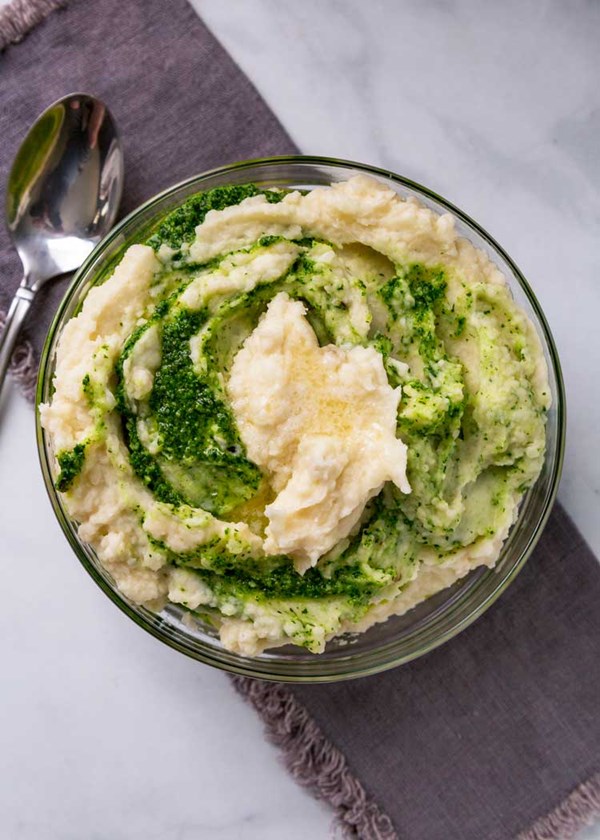 Whipped potatoes with cilantro pesto