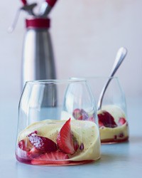 Whipped sabayon with strawberries