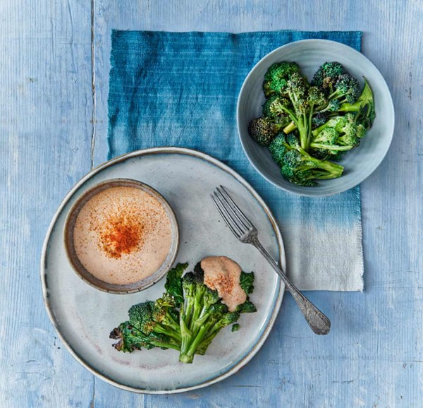 Whipped smoked cod's roe with chargrilled purple sprouting broccoli